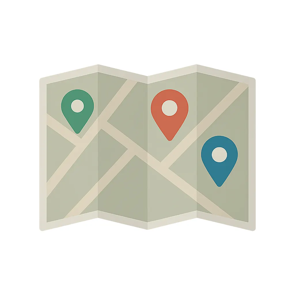 Interactive map icon with pins for nearby audio tour chapters
